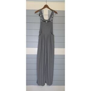 NWT Halara Adjustable Strap Button Pocket Waffle Overalls Medium Waffle Gray